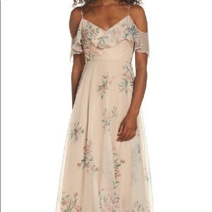 Jenny Yoo Mila Cold Shoulder Blush Floral Dress